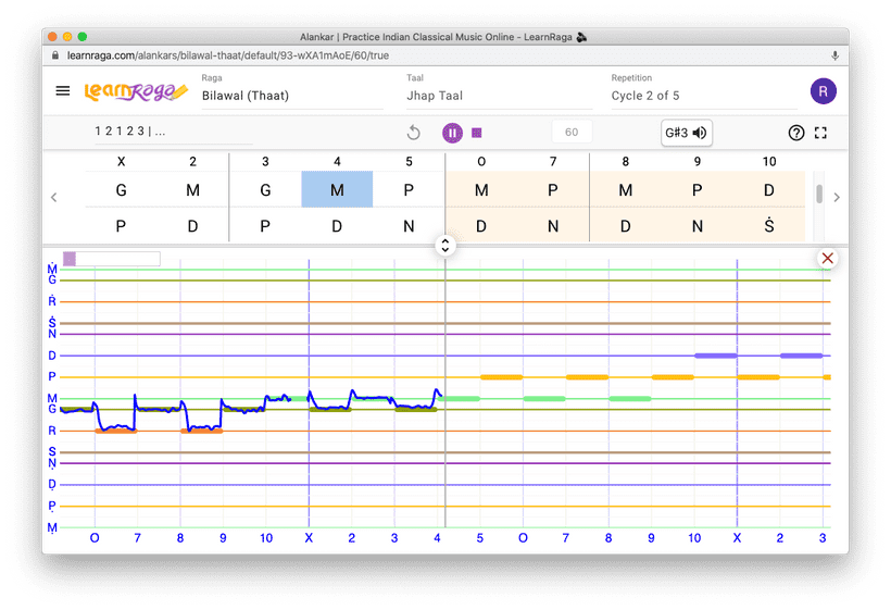 Get pitch feedback for Alankars